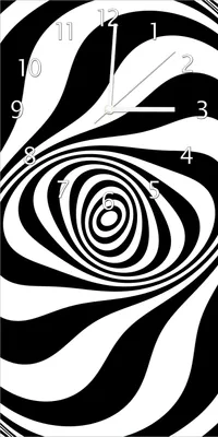 Produktbild von Wallario Design Wanduhr bedruckt, Größe 30 x 60 cm, Motiv: Optische Täuschung - Zebra Muster - schwarz weiß