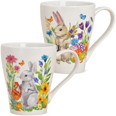 Produktbild von Kaffeetassen 2er Set Ostern Frühling Osterhase Blumen