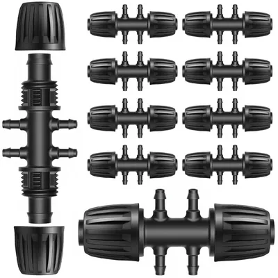 10er Set T-Stück mit Widerhaken 1/2" auf 1/4"