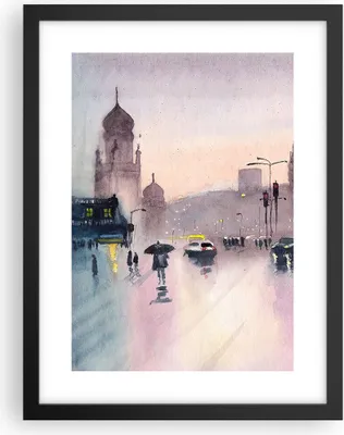 Produktbild von Gerahmtes Poster - Schwarzer Rahmen - Aquarell Stadt historische Denkmäler - 30x40 cm - Wand Bild - Wanddeko - Wandbilder - Kunstposter - Wandposter - Bilderrahmen - Bilder - P2BPA30x40-4579