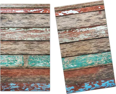 Produktbild von Spritzschutz Herdabdeckplatte Schneidebrett aus Glas Vintage Holz 2-Teilig (60x52cm)