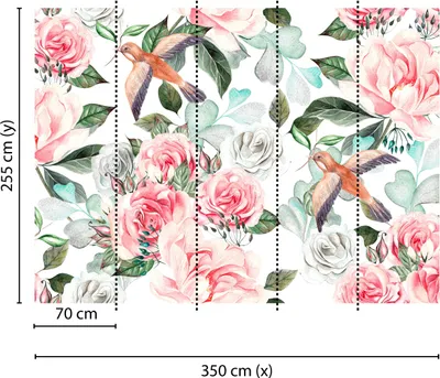 Produktbild von Tadessi Fototapete | Blumen | 3.50 m x 2.55 m | Weiß | Rosa | Wandbild | Digitaldruck