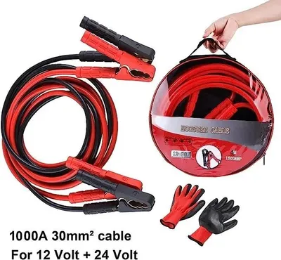 Produktbild von Starthilfekabel Auto - Überbrückungskabel 4 m - 1000 A - 30 mm² Kupfer - 12/24 V - Für Benzin- und Dieselmotoren