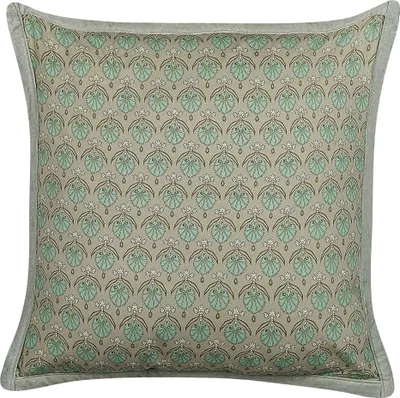 Produktbild von BELIANI Dekokissen Olivgrün Baumwolle 45 x 45 cm Bezug mit Füllung Reißverschluss Paspel Pflanzenmuster Klassisch Sofakissen Wohnzimmer Schlafzimmer