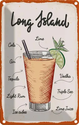 Produktbild von vianmo Blechschild 30x20 cm Long Island Cocktail Recipe