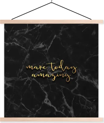 Produktbild von MuchoWow® Textilposter Zitate - Sprichwörter - Gold - Marmor 60x60 cm mit holzfarbenen Rahmen - Wanddekoration