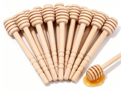 24 Honigstäbchen aus Holz, Honigdipper, 10 cm