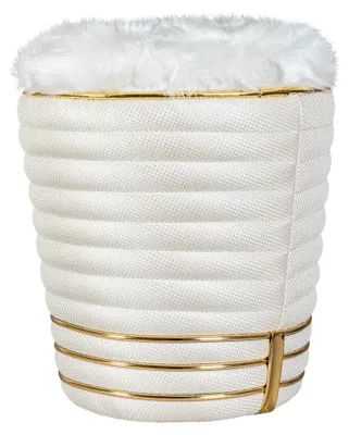 Image de Pouf Doric 345 en tissu ivoire et or