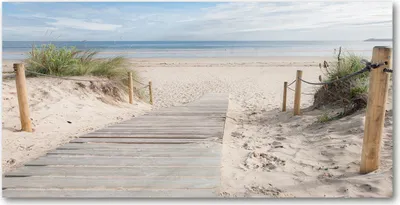 Produktbild von Tulup® Glas-Bild - 100x50 -Wandkunst - Wandbild hinter gehärtetem Sicherheitsglas - Landschaften - Strand - Beige