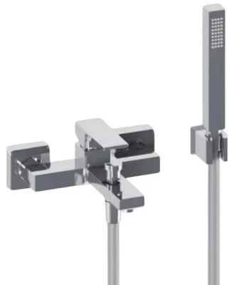 Produktbild von Wannenarmatur eckig komplett verchromt Messing
