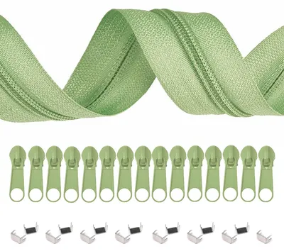 Produktbild von 6m Endlos-Reißverschluss 5mm mit 15 Zippern und 15 Endstücke  freie Farbwahl, Farbe:S244 blassgrün