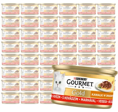 Produktbild von Purina Gourmet Gold mit Rindfleisch 48 x 85 g Nassfutter für Katzen, Stückchen in Soße