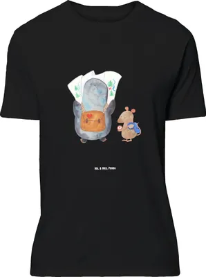 Produktbild von Mr. & Mrs. Panda Größe M T-Shirt Pinguin & Maus Wanderer - Schwarz - Geschenk, Abenteuer, mit Spruch, Ausflug, Shirt, Wandern, Herren, Tshirt