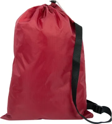 Produktbild von Turnbeutel mit Kordelzug und Schultergurt, 100% Polyester, 32x46 cm, rot