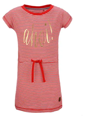 Produktbild von modAS Kinder Mädchenkleid Ahoi mit Streifen - Streifenkleid mit Print aus Baumwolle in Rot-Weiß Größe 86-92