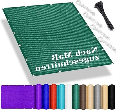 Image de Toile de protection pour terrasse - Toile d'ombrage - Protection solaire d'extérieur - Matériau HDPE respirant - 180 x 380 cm - vert foncé