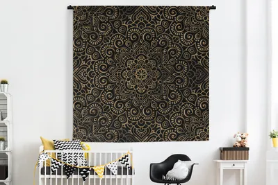 Obrázek produktu pro MuchoWow® Tapiserie Věšení na zeď Indický vzor Mandala 180x180 Tapiserie dekorace Nástěnná šála