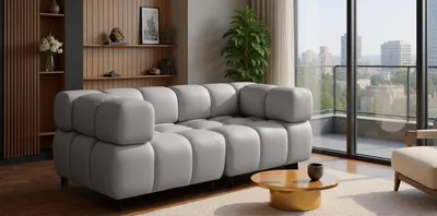 Produktbild von Kaiser Möbel Sofa 3-Sitzer modular, Couch, Veloursstoff Bluvel, Grau, Bolla