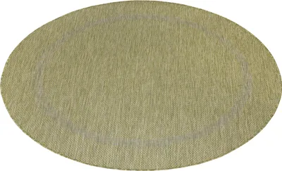 Produktbild von Teppium In- & Outdoor Teppich - Wetterfestes Flachgewebe in Sisal-Optik mit Bordüre, Küchenteppich, Terrasse, Wohnzimmer Grösse: 120 cm Rund
