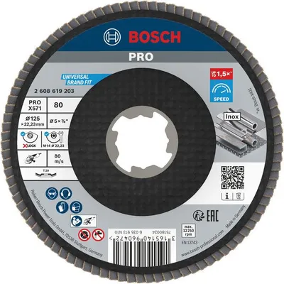 Produktbild von PRO X571 Fächerschleifscheibe X-Lock, abgewinkelt, 125 mm, K80