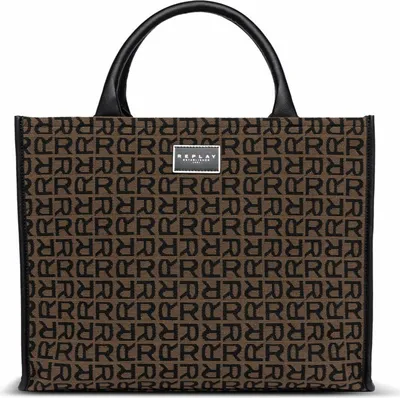 Produktbild von REPLAY Schultertasche Umhängetasche Shopper Logo braun