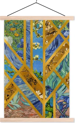 Produktbild von MuchoWow® Textilposter Van Gogh - Kunst - Luxus 120x180 cm mit holzfarbenen Rahmen - Textil-Plakat