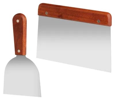 Image de Pelle à pâte, coupe-pâte, spatule à pâte, spatule à gâteau, spatule à gâteau avec manche en bois pour gâteaux, pizzas, flans, spatule à pâte avec 1 racloir