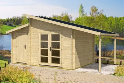 Produktbild von Alpholz Gartenhaus Aktiva 40 Varianta aus Holz in braun Gartenhütte Inklusive: Schleppdach Geräteschuppen