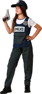 Produktbild von Atosa Polizeikostüm Für Kinder Schwarz 5-6 Years Schwarz 5-6 Years