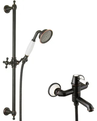 Image de PaulGurkes Robinet de baignoire rétro noir avec ensemble de douche
