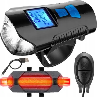 Zdjęcie produktu dla Lampka Rowerowa Przednia Z Prędkościomierzem + Tylna Led Cbl-1X