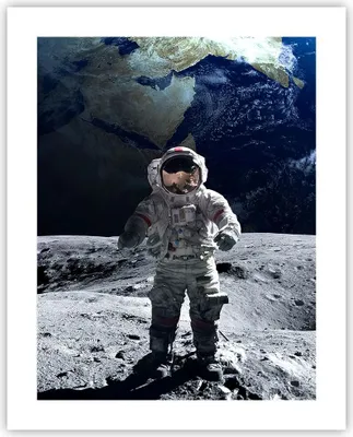 Produktbild von Poster - Poster ohne Rahmen - Astronaut Mond Erde Raum - 40x50 cm - Wand Bild - Wanddeko - Wandbilder - Kunstposter - Wandposter - Bilder - Kunstdruck - Wanddekoration - Wandbild - P2XPA40x50-2864