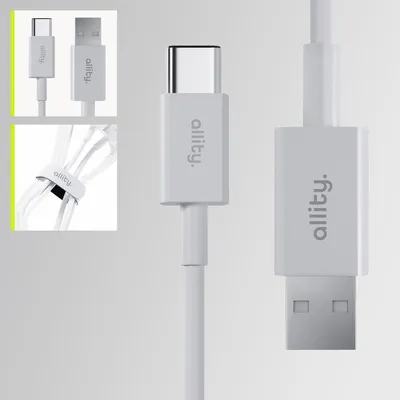 Image de Câble Allity AUC-03 USB-A vers USB-C 1,0 m 3A blanc