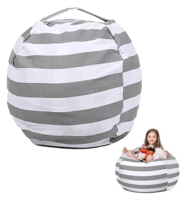 Immagine prodotto di Borsa grande in peluche per riporre i giocattoli - Pouf per bambini con cerniera e maniglia