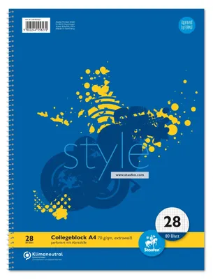 Produktbild von Staufen Collegeblock Style kariert DIN A4 Innen- und Außenrand - Bürokleinmaterial
