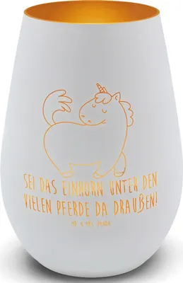 Produktbild von Mr. & Mrs. Panda Teelichthalter Einhorn Stolzieren - Weiß - Geschenk, Unicorn, kerzenhalter für teelichter, Glas Windlicht, Pferd, Reiten, Einhörner, Laterne, Reiter