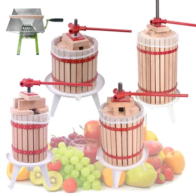 Produktbild von NAIZY Komplettset 6L Frucht‑ und Saftpresse + 7L Obst‑Beerenmühle, einfache manuelle Spindelpresse, inkl. Presstuch, für Einsteiger, Familien & Gartennutzer