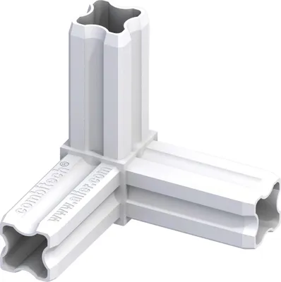 Produktbild von alfer Eck-Verbinder 90º, 3 Zapfen 23.5 mm 23.5 mm Kunststoff weiss