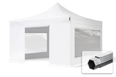 Produktbild von TOOLPORT 4x4m Aluminium Faltpavillon, inkl. 4 Seitenteile, weiß