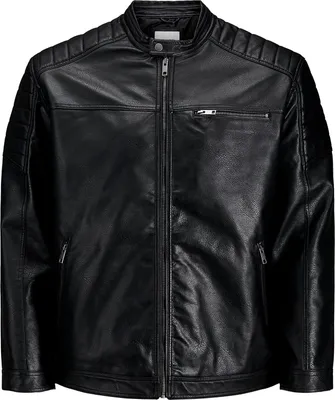 Produktbild von Jack&Jones XXL Biker-Style Jacke Lederoptik schwarz
