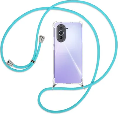 Produktbild von Handykette Backcover-Schutzhülle mit Band (Metall silberfarben) für Huawei nova 10 (NCO-AL00, 6.67'') - türkis