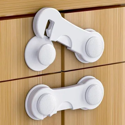 Image de Lot de 12 dispositifs de sécurité pour bébés – Dispositifs de sécurité pour portes et tiroirs, autocollants, sans perçage, blancs