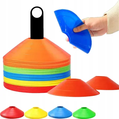 Image de Gymtek® Marqueurs - 50 pièces - Pylônes pour l'entraînement - slalom, football, accessoires d'entraînement, hockey, patinage artistique