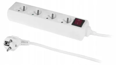 Produktbild von Verlängerungskabel mit Schalter, 4 Steckdosen, 10 A, 3 m, OMY 3x1, weiß, PS-470WS