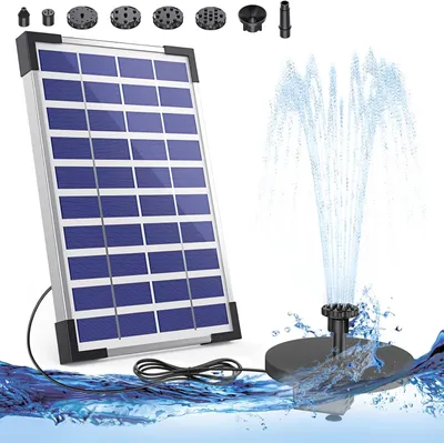 Produktbild von Solar Springbrunnen, Gartenbrunnen, Solarbrunnen, Wasserspiel Springbrunnen, 5.5W Solar Pumpe, Teichpumpe, mit 1500mAh Batterie, für Garten, Vogel-Bad