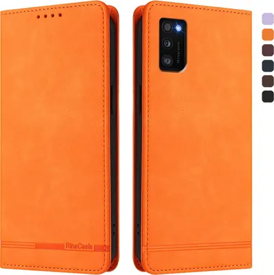 Produktbild von Hülle für Samsung Galaxy A41, Retro Kunstleder Ständer Klapphülle mit Kartenfächer und Magnetische Orange