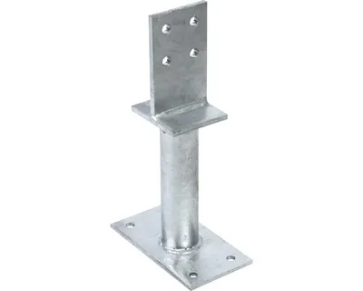 Zdjęcie produktu dla Alberts 212704 Wspornik słupka T ze środnikiem, do przykręcenia, ocynkowany ogniowo, 130 x 200 mm