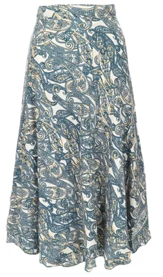 Produktbild von Langer Wandelbarer Wickelrock, Boho Maxirock, Magic Dress - Weiß/blau, Damen, Polyester, Röcke
