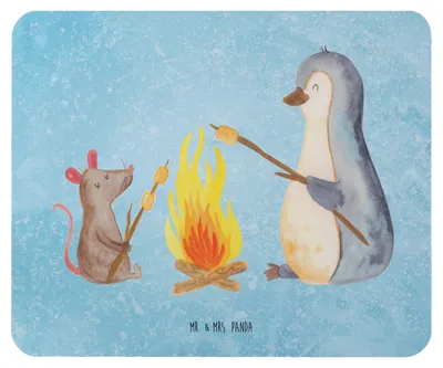 Produktbild von Mr. & Mrs. Panda Mouse Pad Pinguin Lagerfeuer - Eisblau - Geschenk, Arbeit, Liebe, mauspad laptop, Maus, Mousepad, Job, mousematte