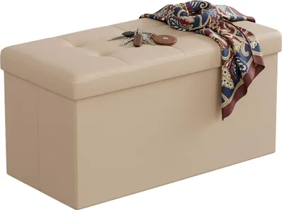Image de Banc de rangement pliable en similicuir - Deux places